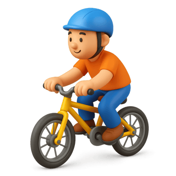 3D Illustration of Boy Riding Bicycle in Colorful Scene png