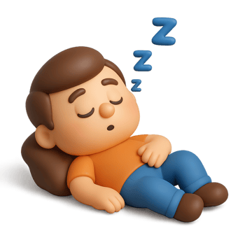 Simple 3D Character Sleeping in a Relaxing Scene with Soft Colors png