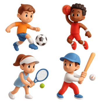 Fun 3D Characters Engaged in Various Sports Activities and Action png