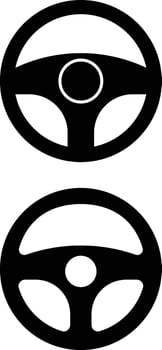 Minimalist Black and White Illustration of Two Distinct Steering Wheel Designs vector
