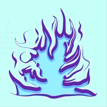 a blue and purple fire with flames and smoke, Creative illustration of a stylized blue flame vector