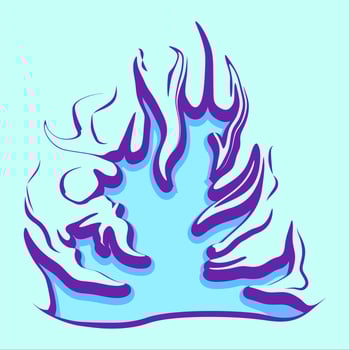 a blue and purple fire with flames and smoke vector