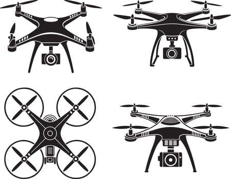 Drone Silhouette Icon Pack vector