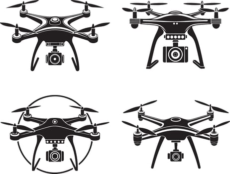 Drone Silhouette Icon Set for Designers vector