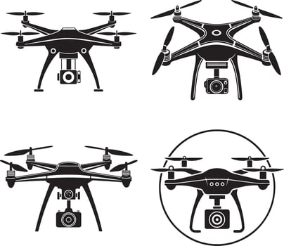 Icons of Drone Silhouettes vector