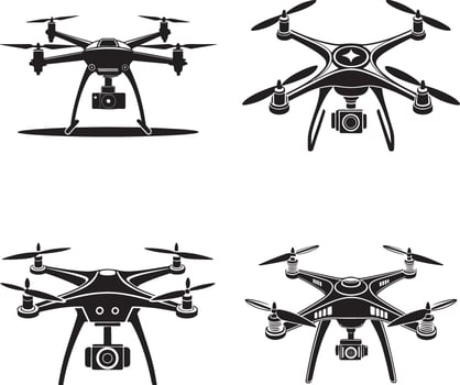 Drone Silhouette Set for Printing vector