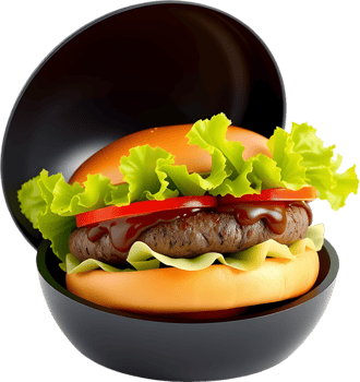Yummy grilled burger with crunchy toppings and soft bun. . png