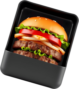 Grilled juicy burger stacked with tasty toppings and melted cheese. . png