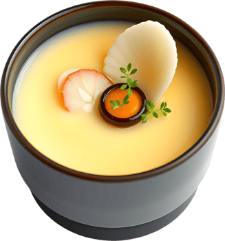 Egg custard Japanese food clipart with silky warm texture. . png