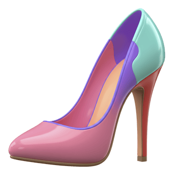 Stylish high heeled shoe with a modern design featuring a vibrant color palette png