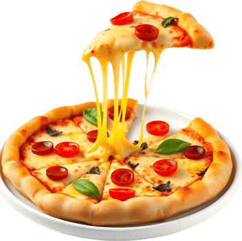 Pizza slice clipart with crusted cheese dripping hot. . png