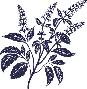 Tulsi Plant Silhouette Illustration Design vector