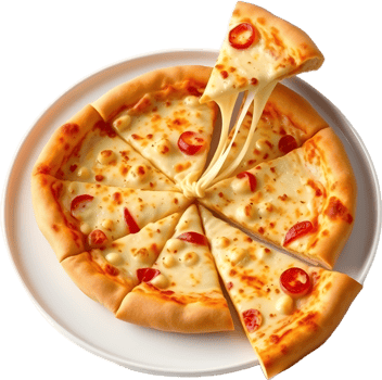 Crusty flavorful pizza slice with cheesy dripping pull. . png