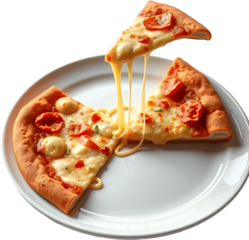 Mozzarella cheese pull pizza slice with flavor artwork. . png