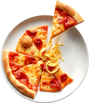 Fresh pizza slice with cheesy gooey topping artwork. . png