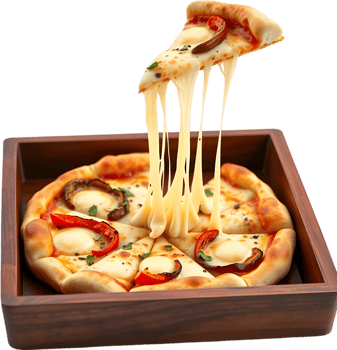 Tasty slice of pizza with oozing cheese layers. . png