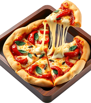 Fresh crusted pizza slice full of flavor cheesy bite. . png