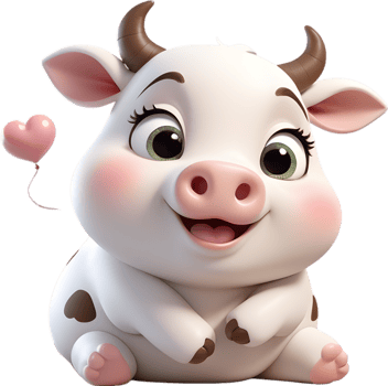 Fat baby cow design in charming fun clipart style. . png