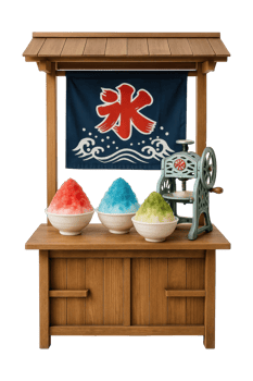 Traditional Kakigori Stand with Shaved Ice Treats png