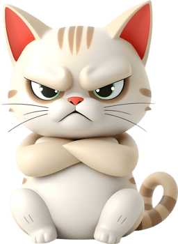 Charming moody cat in cartoon style with cute attitude. . png