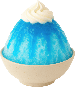 Blue Hawaii Japanese Shaved Ice Dessert with a fluffy creamy white whipped cream png