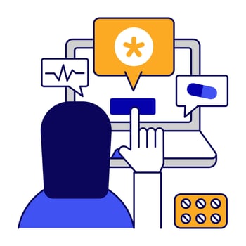 Trendy flat outlines design icon of medical chat vector