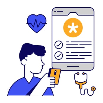 Trendy flat outline vectors design of mobile medical app