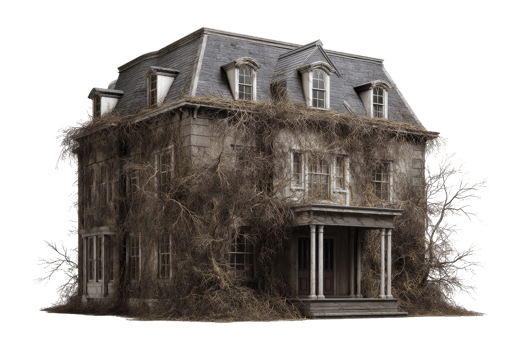 Urban abandonment overgrown home png