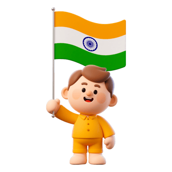 Boy Holding Indian Flag. India Independence Day png