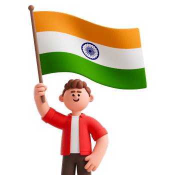 Man holding the Indian Flag celebrating Independence Day png