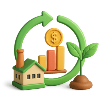 Conceptual Illustration of Sustainability and Economics in Simple Design png