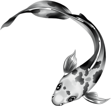 Calm swimming koi captured in elegant flowing Asian brush painting. . png
