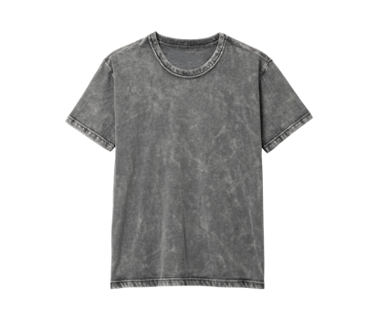 Grey Acid Wash Distressed Gray T-shirt Mockup isolated on a transparent background png