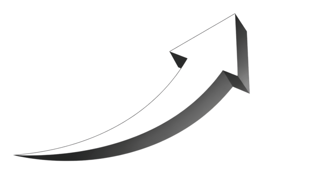 Upward Dark Gray Arrow Indicates Growth on Transparent Backdrop png