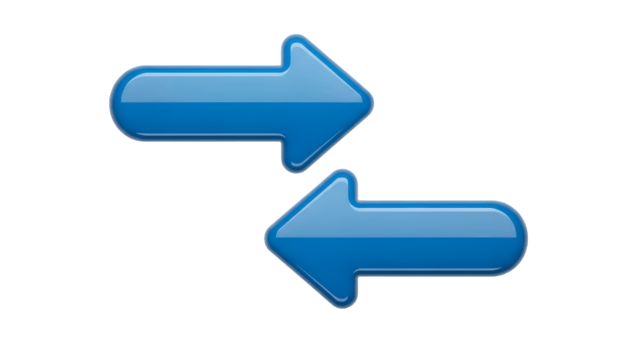 Two opposing blue arrows graphic for directional purposes png