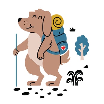 Cute dog camping illustration vector
