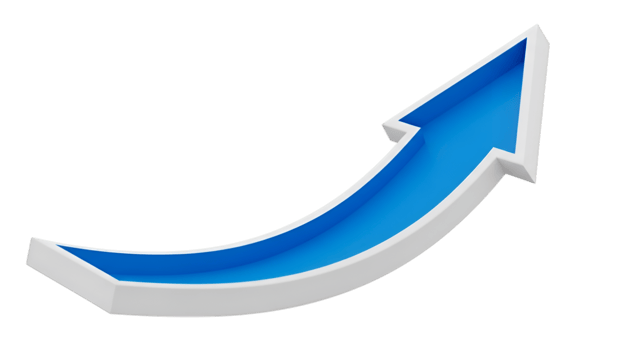 Isolated Blue Upward Arrow With White Border on Transparent Background png