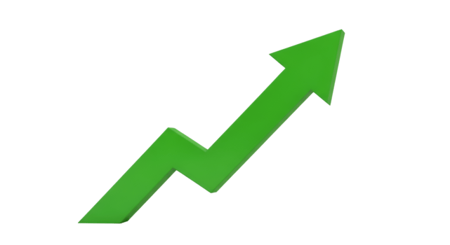 Green Upward Arrow Symbolizing Financial Growth on Transparent png