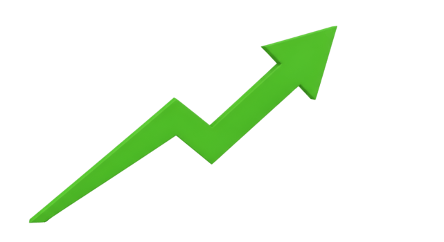 Green Upward Arrow Depicts Progress on Transparent Backdrop png