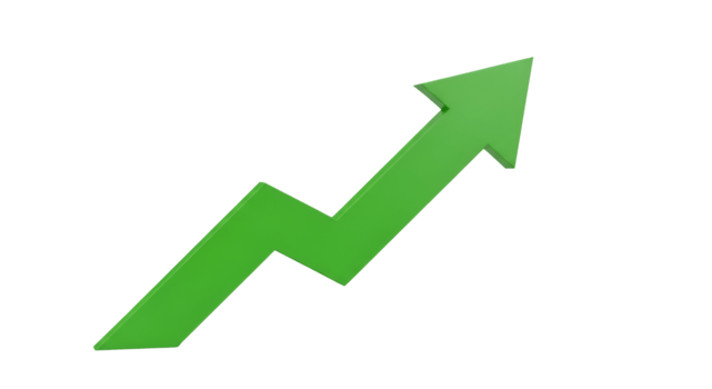 Green Arrow Pointing Upward Illustrates Growth On Black png