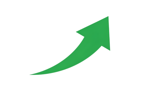 Green Arrow Curving Upward Isolated On Transparent Background png