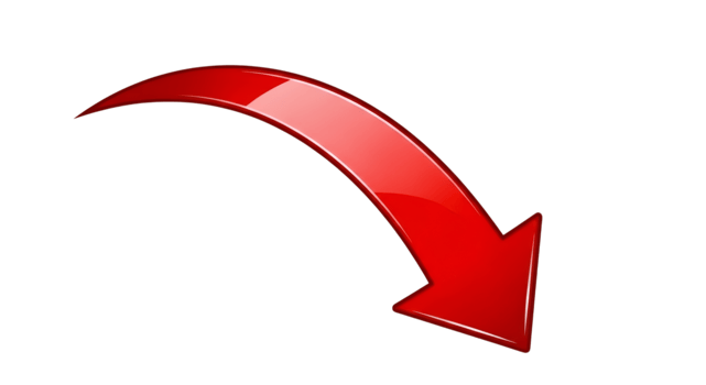 Glossy Red Down Arrow on Transparent Background png