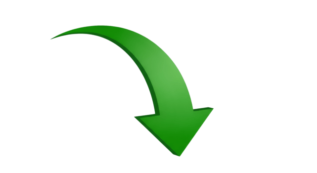 Curving Green Arrow Isolated on Transparent Backdrop png