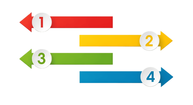 Colorful Arrow Chart with Four Steps on Transparent Layout png