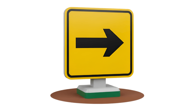 Bright Yellow Directional Arrow Sign Pointing Right on Transparent Background png