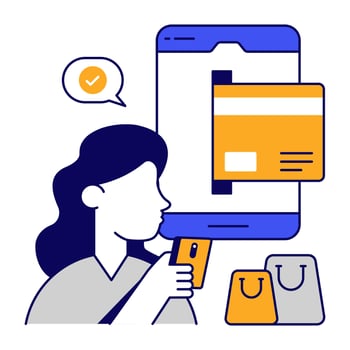 Mobile flat outlines card payment icon in trendy vectors design