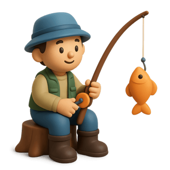 Simple 3D Scene of a Young Boy Fishing with a Rod and Reel png