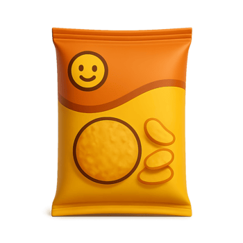 Simple and Distinctive Snack Packaging Design with Cheerful Elements png