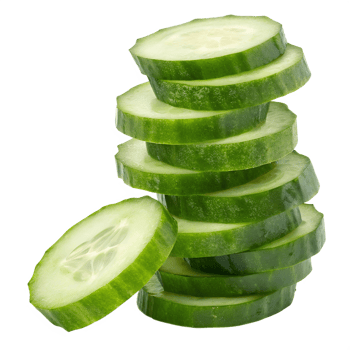 A stack of cucumber slices with a transparent background, the slices are bright green and stacked unevenly png