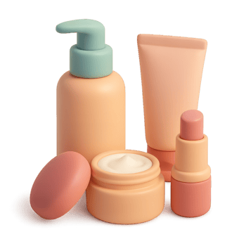 3D Rendering of Skincare and Cosmetics Products on White Background png